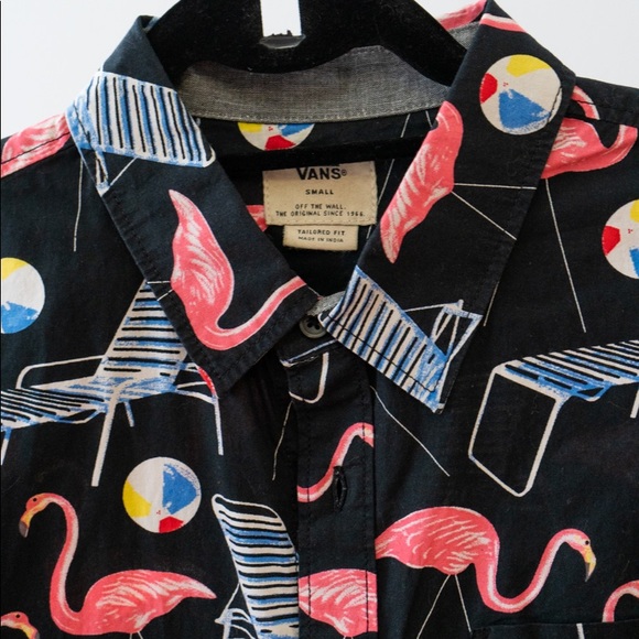 vans short sleeve button up tropical pool party - Picture 6 of 7